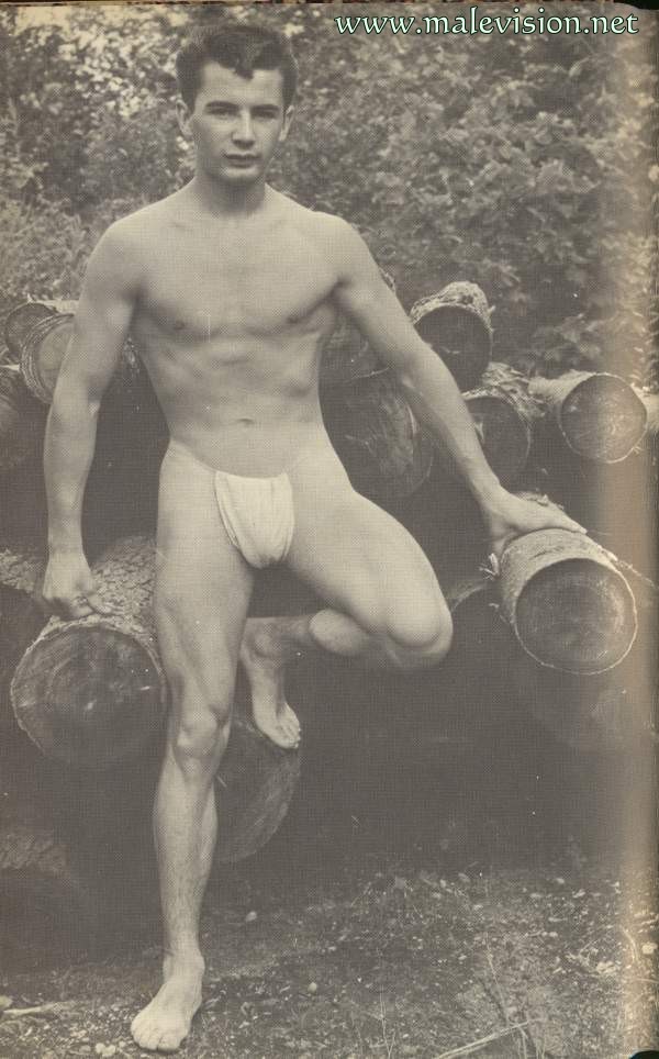 muscle man in vintage photo art