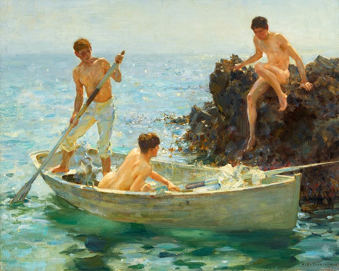 boys swimming art